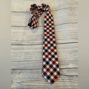 Express Men's 100% Silk Checkered Tie Red Navy white